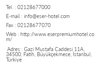 Eser Premium Hotel & Spa iletiim bilgileri